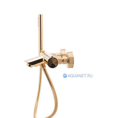 Смеситель для ванны термостатический Paffoni Light с душевым набором медовое золото LIQ023HG