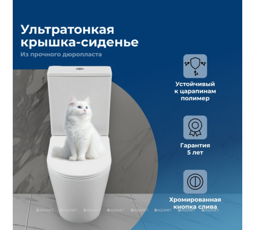 Унитаз напольный (чаша с сиденьем) Aquanet Atago 2.0 безободковый микролифт Slim Atago 2.0 C1