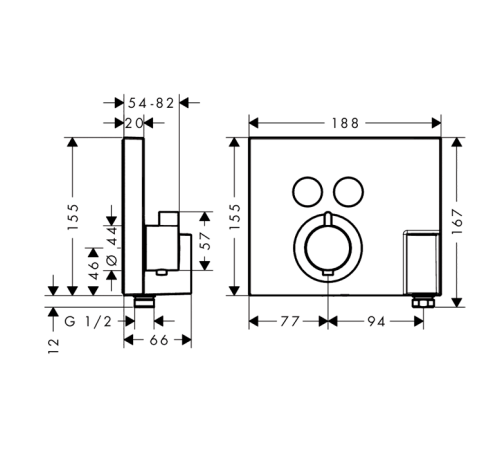 Смеситель для душа Hansgrohe ShowerSelect встраиваемый внешняя часть хром 15765000