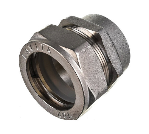 Переходник для гофрированных труб Lavita 40 мм х 1 1/2 ВР никелированный V/S40*11/2(F)HPНИКЕЛЬ