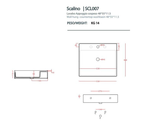 Раковина накладная Artceram Scalino 55х48 см без перелива белый матовый SCL007 05 00