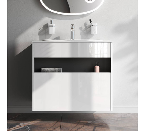 База под раковину AM.PM Func 80 см с нишей и 1 ящиком белый глянец M8FFUX0801WG