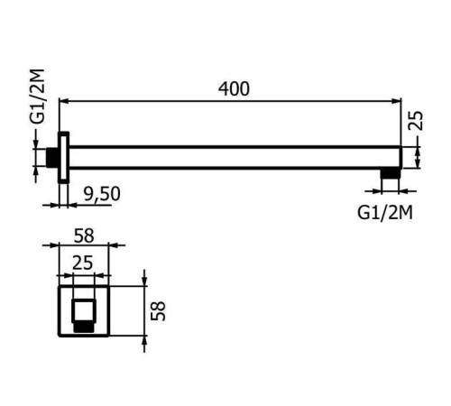 Кронштейн для верхнего душа Plumberia Selection TAG 40 см хром SAQ3122CR