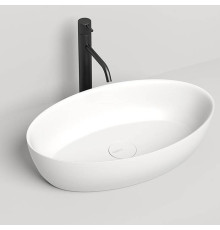 Раковина накладная Salini Alda 58х35х15 см S-Stone без отверстия белый матовый 110621M