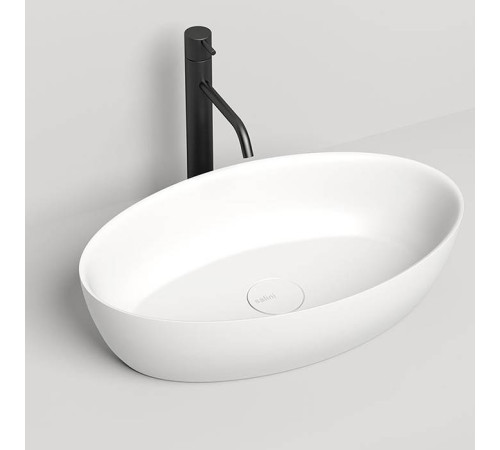 Раковина накладная Salini Alda 58х35х15 см S-Stone без отверстия белый матовый 110621M