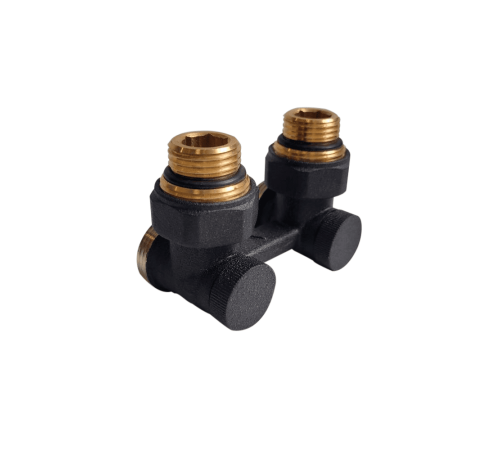 Узел нижнего подключения КЗТО PREMIUM угловой 1/2 x 3/4 EK УНПУRAL1T103S9005 RAL 9005