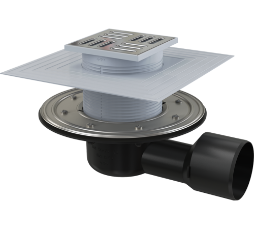 Трап для душа AlcaPlast 105x105/50/75 мм боковой выпуск решетка нержавеющая сталь APV3344
