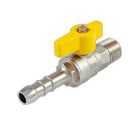 Кран газовый прямой Tiemme 1/2 НР со штуцером 13 мм бабочка 2220014