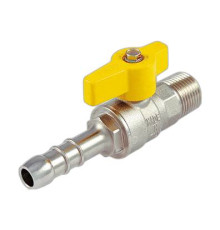 Кран газовый прямой Tiemme 1/2 НР со штуцером 13 мм бабочка 2220014