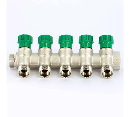 Коллектор с вентилями Uni-Fitt 3/4 4 выхода 1/2 90° 50 мм под плоскую прокладку 411N3240