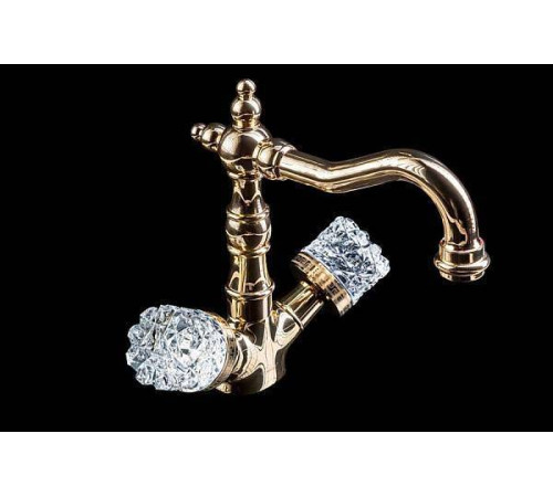 Смеситель для раковины Boheme Crystal высокий золото 292-CRST