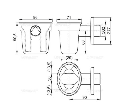 Воронка Alca AKS1 для сбора конденсата 32 мм пластик AKS1