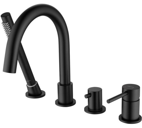 Смеситель на борт ванны Aquanet Европа на 4 отверстия матовый черный AQ1348MB