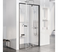 Душевая дверь двухэлементная Ravak Pivot PDOP2-100 черный транспарент 03GA0300Z1