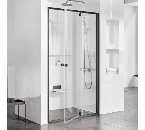 Душевая дверь двухэлементная Ravak Pivot PDOP2-100 черный транспарент 03GA0300Z1