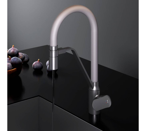 Смеситель для кухни AM.PM Like с каналом для питьевой воды и гибким серым изливом F8007825