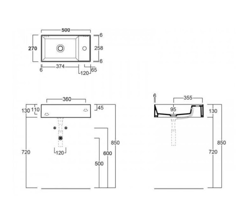 Раковина Simas Agile 50х27 см 1 отверстие белый матовый AG50 bi matt