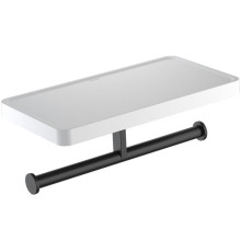 Бумагодержатель двойной с полкой Aquanet Europa матовый черный AQ4919MB