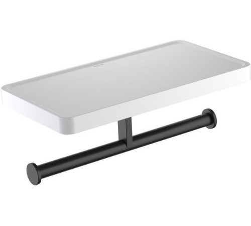 Бумагодержатель двойной с полкой Aquanet Europa матовый черный AQ4919MB