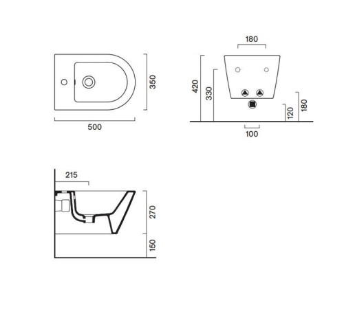 Биде подвесное Catalano Zero 50х35 см с 1 отверстием белый глянцевый 0118501001