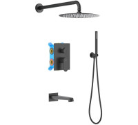 Душевой комплект 4 в 1 Aquanet Oberon 3 режима матовый черный AQ1273MB