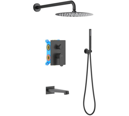 Душевой комплект 4 в 1 Aquanet Oberon 3 режима матовый черный AQ1273MB