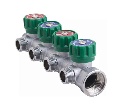 Коллектор с ручной регулировкой GAPPO G1001 3/4 x 1/2 на 3 выхода плоское уплотнение G1001-3