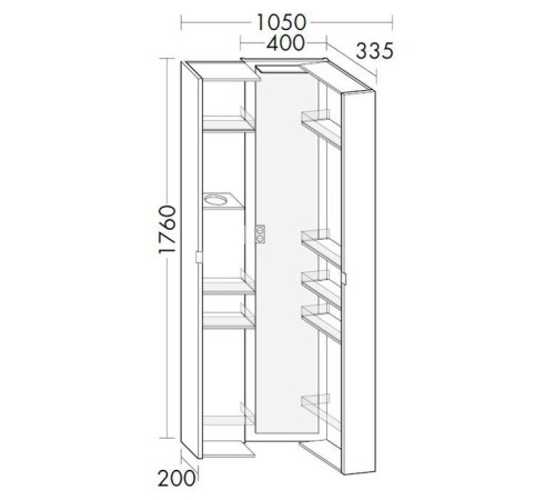Шкаф-пенал Burgbad Sys30 40х33.5х176 см подвесной с зеркалом HSHD040464