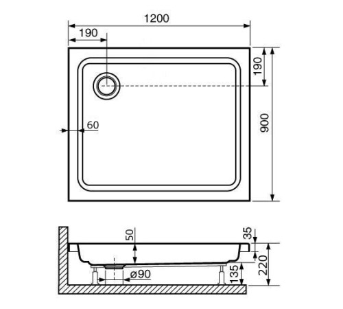 Душевой поддон RGW Style 900x1200 мм 16180292-11