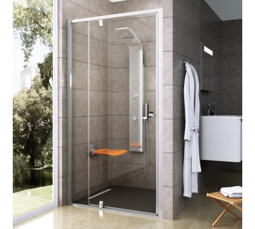 Душевая дверь двухэлементная Ravak Pivot PDOP2-120 профиль белый стекло транспарент 03GG0100Z1