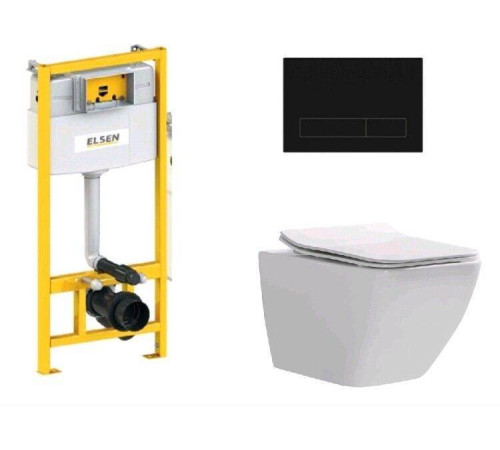 Комплект инсталляция с подвесным унитазом ELSEN E16 360x530x365 мм клавиша черный матовый EIN5001120E16blackmatt818BSet