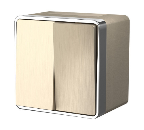 Выключатель двухклавишный влагозащищенный Gallant (шампань рифленый) W5020210