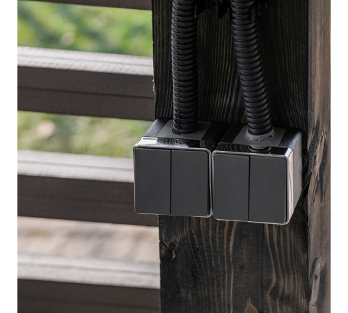 Выключатель двухклавишный влагозащищенный Gallant графит рифленый W5020204