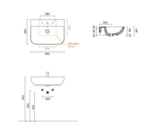 Раковина Catalano Italy 65х48 см 1 отверстие 0720651001