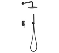 Душевой комплект Boheme Uno смеситель встраиваемый с верхним и ручным душем black 464-B