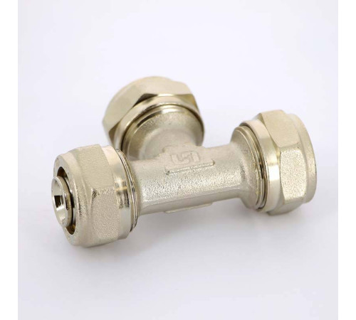 Тройник обжимной никелированный Uni-Fitt 20х20х20 мм 666N7770