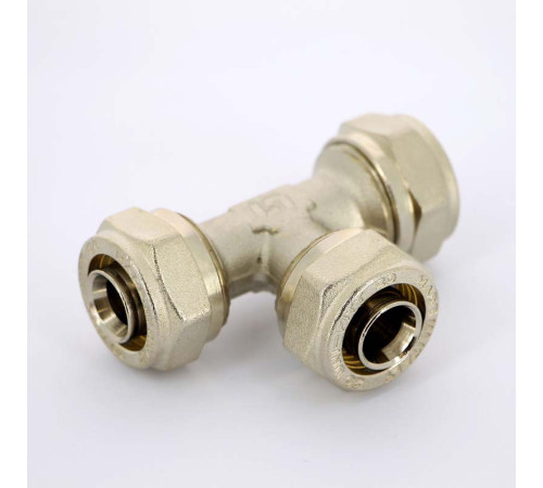 Тройник обжимной никелированный Uni-Fitt 20х20х20 мм 666N7770