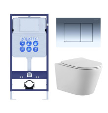 Комплект инсталляции 4 в 1 AQUATEK ВЕГА (рама INS-0000012, кнопка KDI-0000010, унитаз AQ1905-00) ВЕГА-010
