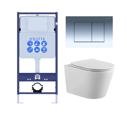 Комплект инсталляции 4 в 1 AQUATEK ВЕГА (рама INS-0000012, кнопка KDI-0000010, унитаз AQ1905-00) ВЕГА-010