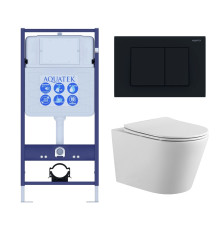 Комплект инсталляции 4 в 1 AQUATEK ВЕГА (рама INS-0000012, кнопка KDI-0000012, унитаз AQ1905-00) ВЕГА-012