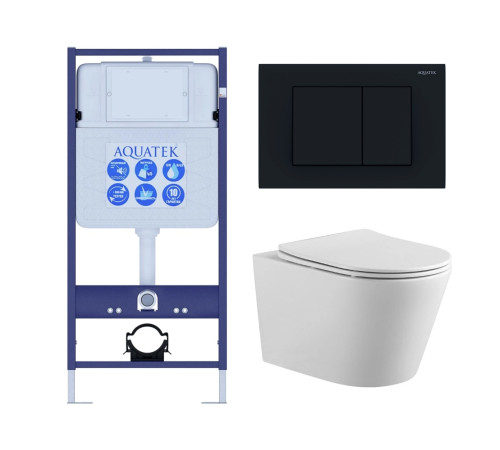 Комплект инсталляции 4 в 1 AQUATEK ВЕГА (рама INS-0000012, кнопка KDI-0000012, унитаз AQ1905-00) ВЕГА-012