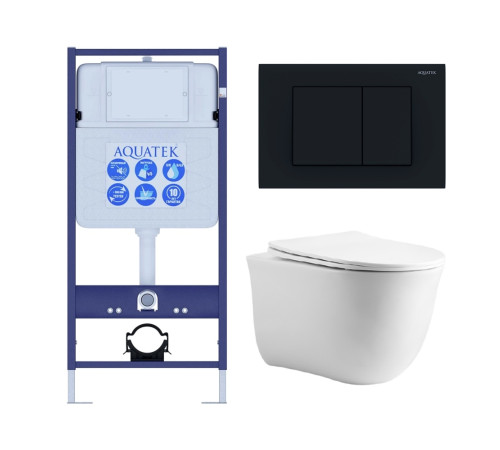 Комплект 4 в 1 инсталляция AQUATEK Standard INS-0000012 клавиша KDI-0000012 унитаз КЛАССИК AQ1112-00 КЛАССИК-cm-012 4в1
