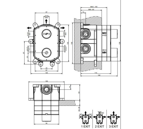 Встраиваемая часть для термостатического смесителя Gessi Emporio Via Manzoni для душа 38269#031
