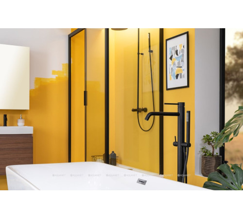 Смеситель для ванны напольный Paffoni LIGHT с ручным душем и шлангом черный матовый LIG032NO