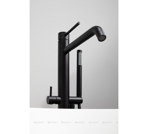 Смеситель для ванны напольный Paffoni LIGHT с ручным душем и шлангом черный матовый LIG032NO