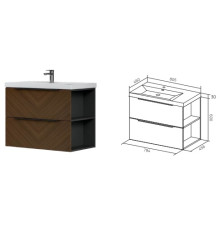 Тумба подвесная Aqman 794x456x600 мм орех AQM900680TL