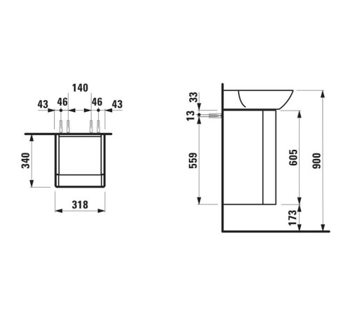 Тумба под раковину напольная Laufen INO 32x34x60.5 см 1 дверца DX темный орех 4.2535.2.030.171.1/8.1030.2.000.104.1