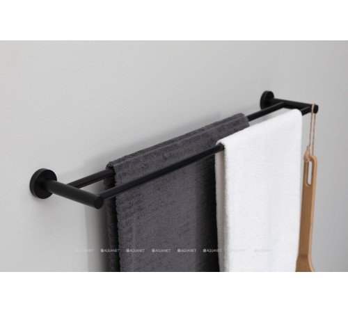 Держатель для полотенца Aquanet 60 см двухрядный черный матовый 4524DMB