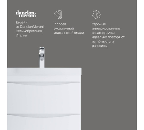 Тумба под раковину подвесная AM.PM Like 65 см 2 ящика белый глянец M80FHX0652WG