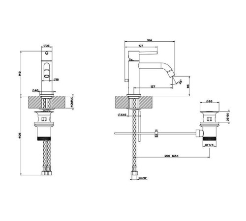 Смеситель для раковины Gessi Emporio Via Tortona на 1 отверстие с донным клапаном хром 18601#031